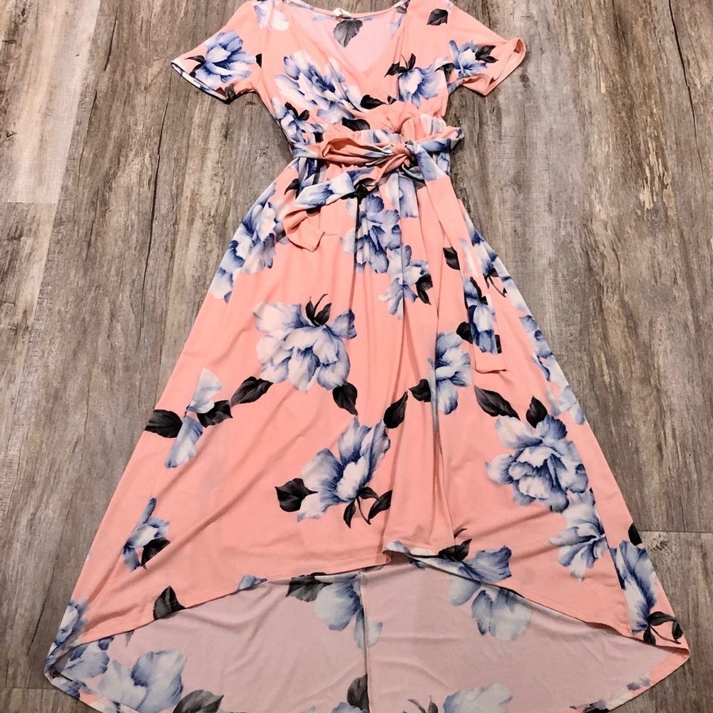 PinkblushMaternity High Low Pink and Floral Dress Size Small. Worn Once.